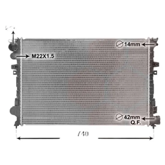 Radiator apa PEUGEOT EXPERT 1996->2006 pentru 1.9 D 70, perioada 1998 1999 2000 2001 2002 2003 2004 2005 2006