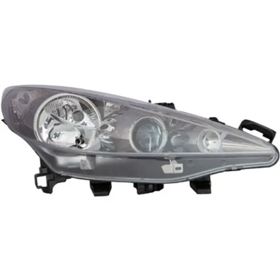 Far dreapta PEUGEOT 207 2006->2015 perioada 2008 2009 2010 2011 2012 2013 cu motor reglaj, fumuriu, semnal transparent, cu reglaj electric, adaptiv, cu bec H7/H1/H7