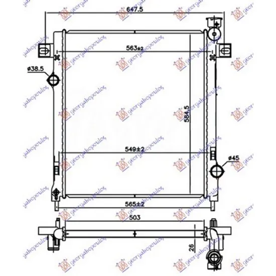 Radiator Motor JEEP CHEROKEE LIBERTY 2008-> Radiator apa 3.7i benzina MANUAL-AUTO (500x610x26) Perioada 2008 2009 2010 2011 2012 2013 2014