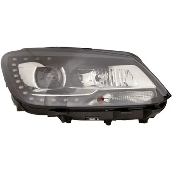 Far dreapta VW TOURAN 2003->2010 perioada 2005 2006 2007 2008 2009 2010 de la an de fabricatie 05/2010, fara motor reglaj, fara unitate de control Xenon, Bi-Xenon, cu reglaj distanta iluminare automat, cu lumina de zi, adaptiv, cu bec D3S/H7, cu bec H15