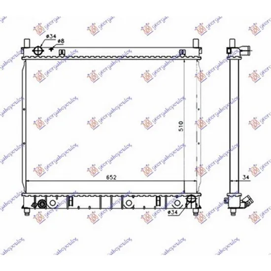 Radiator Motor SSANGYONG REXTON 2 2002->2014 Radiator apa 2.9 TD diesel MANUAL (510x660x26) Perioada 2004 2005 2006 2007 2008 2009 2010