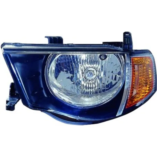 Far dreapta MITSUBISHI L 200 2005->2015 perioada 2007 2008 2009 2010 2011 2012 2013 2014 2015 pana la an de fabricatie 2009, fara motor reglaj, semnal galben, pentru vehicule cu cabina dubla, cu reglaj electric, cu bec H4