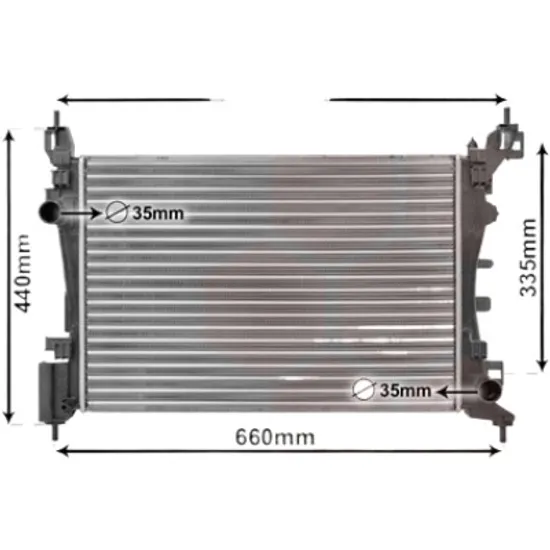 Radiator apa FIAT PUNTO EVO 199 2008->, GRANDE PUNTO 199 2005->, FIORINO 225 2007-> pentru 1.4, perioada 2005 2006 2007 2008 2009 2010 2011 2012 2013 2014