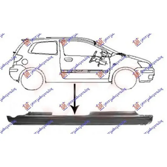 Prag Metalic HYUNDAI GETZ 2001->2010 Prag 5 usi dreapta Perioada 2002 2003 2004 2005 2006 2007 2008 2009 2010