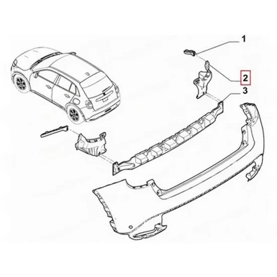 Suport Bara spate FIAT 600 2023-> Suport Bara spate plastic (O) STANGA Perioada 2023 2024 2025