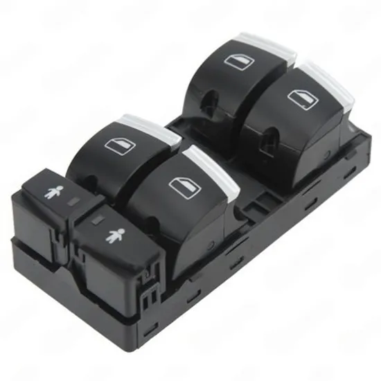 Butoane usa AUDI A3 8P1 2003->2012 Panou butoane usa fata pentru 4 usi (10pin) (cromat/negru) (cu protectie copil) STANGA Perioada 2008 2009 2010 2011 2012