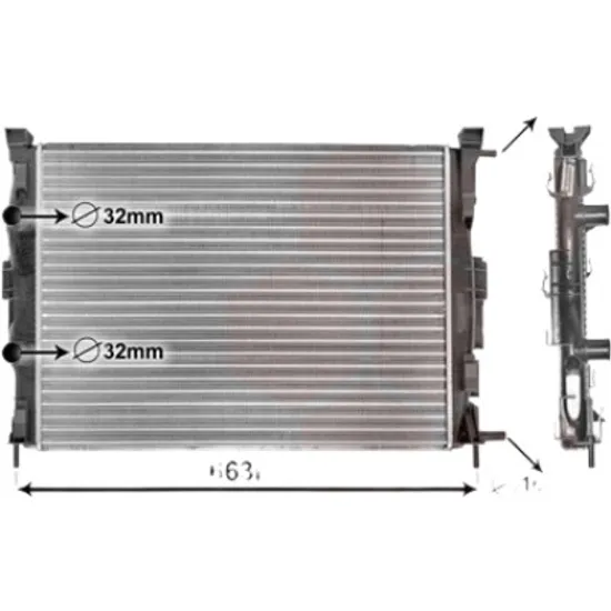 Radiator apa RENAULT MEGANE 2 2002->2010 1.9 dCi 96KW 131CP , pentru motor F9Q 803, F9Q 804, F9Q 816, F9Q 818 perioada 2005 2006,2007,2008 2009