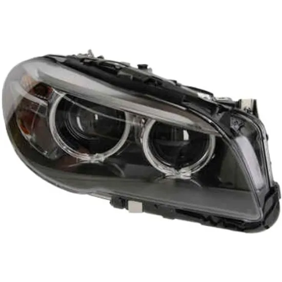 Far dreapta BMW 5 F10 2009->2016 perioada 2011 2012 2013 2014 2015 2016 de la an de fabricatie 07/2013, cu motor reglaj, fara unitate de control Xenon, fara unitate comanda lumini zi, Bi-Xenon, cu reglaj distanta iluminare automat, cu bec D1S tub descarcare gaze cu bec LED,