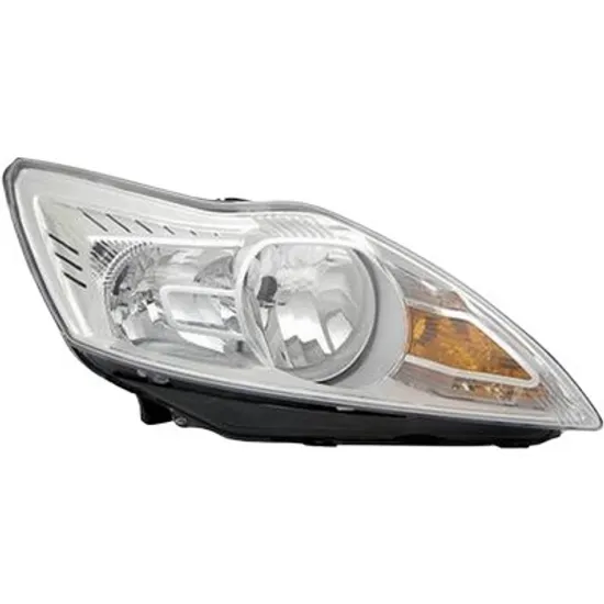 Far dreapta FORD FOCUS 2 2004->2013 perioada 2004 2005 2006 2007 2008 2009 2010 2011 2012 de la an de fabricatie 02/2008, cu motor reglaj, cromat, semnal galben, cu reglaj electric, cu bec H7/H1