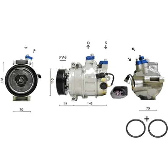 Compresor aer conditionat VW PASSAT B8 2014-> 2.0 TDI 140KW 190CP , pentru motor DDAA, DFCA, DFHA perioada 2014 2015 2016 2017 2018 2019
