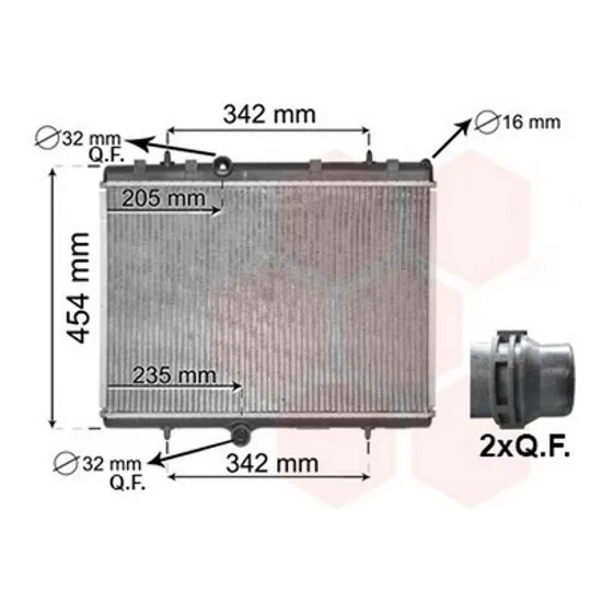 Radiator Motor PEUGEOT 3008 2016-> Radiator apa 1.2-1.6 THP benzina - 1.6 BlueHDi (380x540x26) QUICK FIT Perioada 2009 2010 2011 2012 2013 2014 2015
