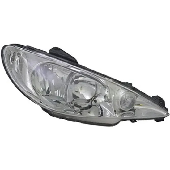 Far dreapta PEUGEOT 206 1998->2007 perioada 1998 1999 2000 2001 2002 2003 2004 2005 2006 2007 fara motor reglaj, semnal transparent, cu reglaj electric, cu bec H7/H1