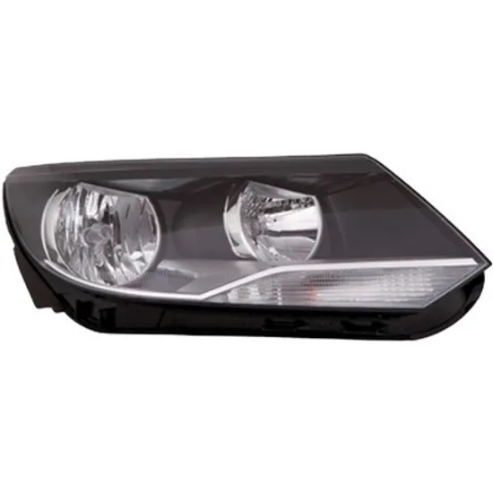 Far dreapta VW TIGUAN 5N 2007->2018 perioada 2011 2012 2013 2014 2015 2016 2017 2018 cu motor reglaj, semnal alb, cu reglaj electric, cu lumina de zi, cu bec H15, cu bec H7
