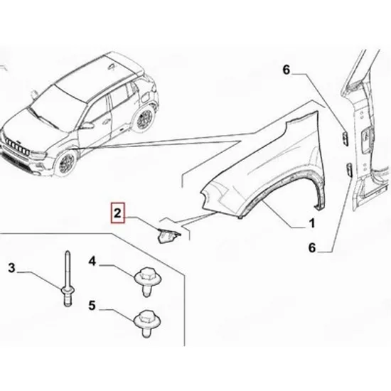 Suport Aripa fata JEEP AVENGER 2022-> Suport Aripa fata (O) STANGA Perioada 2022 2023 2024 2025