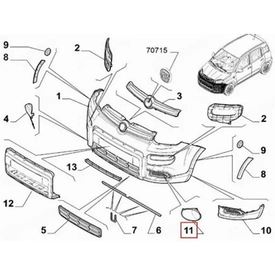 Ornament Proiector FIAT PANDA 312 2012-> Rama proiector (4X4/TREKKING) (O) STANGA Perioada 2012 2013 2014 2015 2016 2017