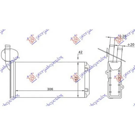 Radiator Incalzire VW TRANSPORTER T4 1990->2003 Calorifer M -AC 306x157 Perioada 1990 1991 1992 1993 1994 1995 1996 1997 1998 1999 2000 2001 2002 2003