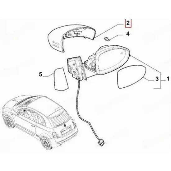 Capac Oglinda FIAT 500e 2020-> Capac Oglinda exterioara pentru vopsit STANGA Perioada 2020 2021 2022 2023 2024 2025