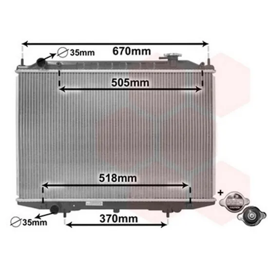 Radiator Motor NISSAN NAVARA D22 1997->2008 Radiator apa 2.5TDi +/- A/C 69,5x45 COPPER 2001->2010 Perioada 1997 1998 1999 2000 2001 2002 2003