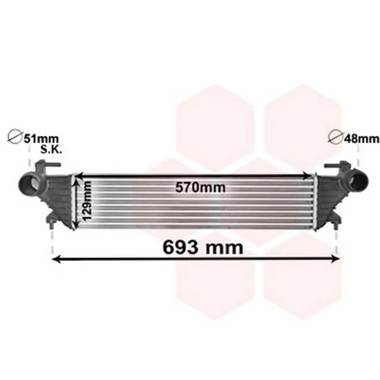 Intercooler FIAT 500L 2012-> Radiator intercooler 0,9 turbo - 1,3 JTD (570x Perioada 2012 2013 2014 2015 2016 2017 2018 2019 2020 2021
