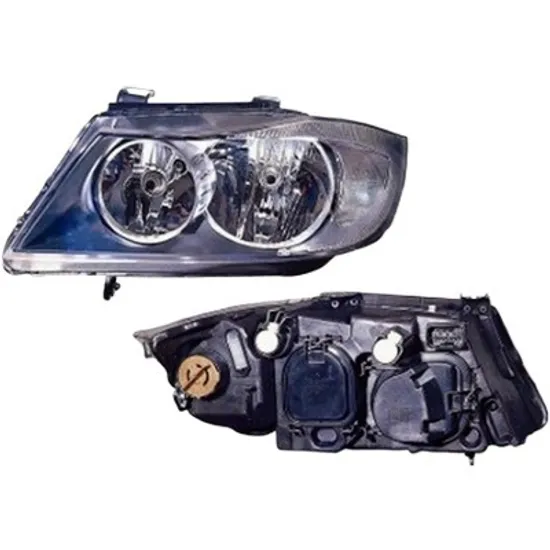 Far stanga BMW 3 E90 2004->2011 perioada 2004 2005 2006 2007 cu motor reglaj, semnal alb, cu reglaj electric, cu bec H7/H7