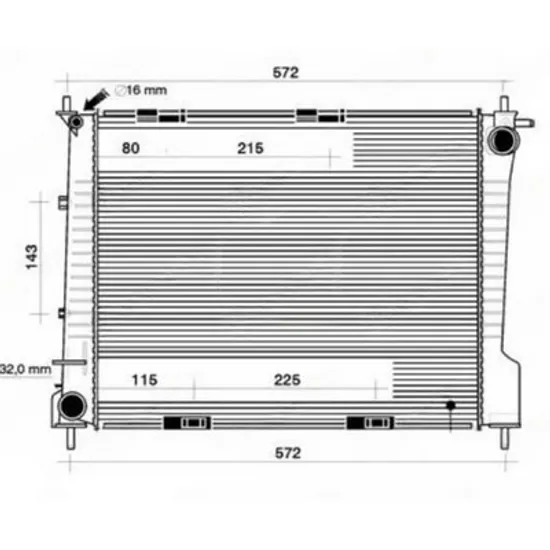Radiator Motor RENAULT CLIO 3 2005->2014 Radiator apa motor 2.0 benzina +/- A/C manuala (492x389) Perioada 2009 2010 2011 2012 2013