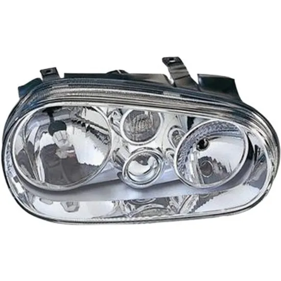 Far dreapta VW GOLF 4 1997->2005 perioada 1997 1998 1999 2000 2001 2002 2003 2004 fara motor reglaj, semnal transparent, cu reglaj electric, cu bec H7/H1
