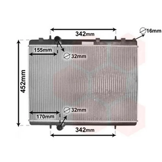 Radiator Motor CITROEN XSARA PICASSO 1999->2012 Radiator apa pentru 1.6 HDi (38x56.2x3.2) Perioada 1999 2000 2001 2002 2003 2004 2005