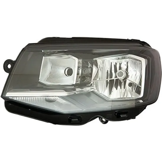 Far stanga VW CARAVELLE 6 2015->, TRANSPORTER T6 2015-> perioada 2015 2016 2017 2018 2019 cu motor reglaj, semnal transparent, cu reglaj electric, cu bec H4, cu bec P21W
