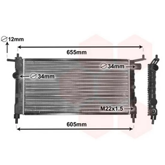 Radiator Motor OPEL TIGRA 1994->2000 Radiator apa 1.2-1.4 -A/C 53x28 DGNL BEHR Perioada 1994 1995 1996 1997 1998 1999 2000 2001 2002 2003 2004