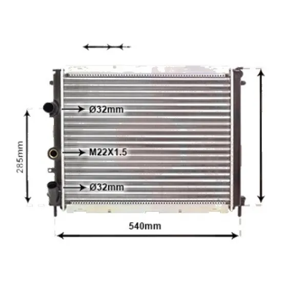 Radiator apa RENAULT KANGOO 1997->2007 pentru 1.9 dTi, perioada 2000 2001 2002 2003 2004 2005