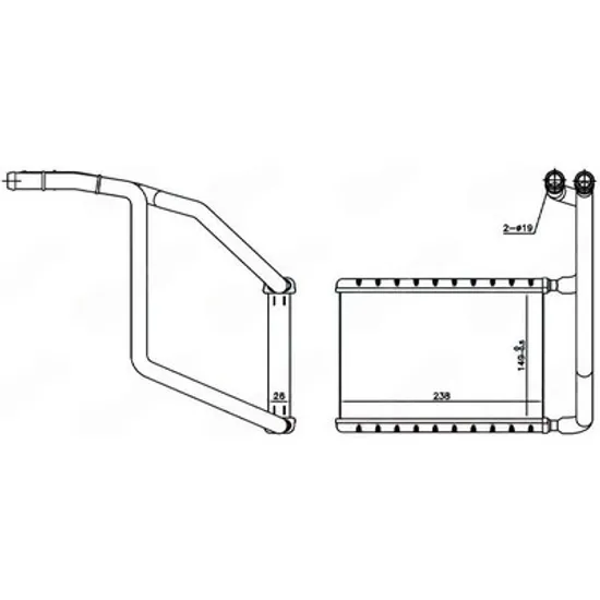 Radiator Incalzire FORD TRANSIT CUSTOM 2012-> Calorifer (149x238x26) Perioada 2013 2014 2015 2016 2017 2018