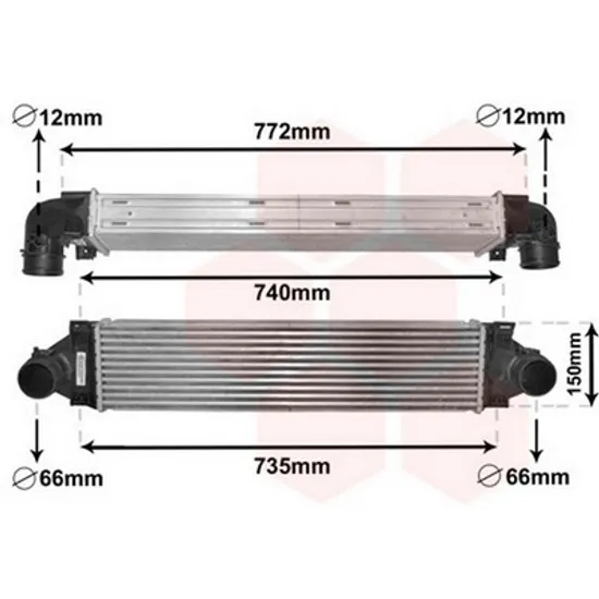 Intercooler VOLVO V70 3 2007->2016 Radiator intercooler,2,0 - 3,0GA - 2,0 - 2,4TD 66x15x6,4 Perioada 2007 2008 2009 2010 2011 2012 2013