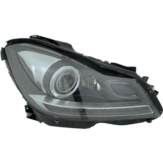 Far dreapta MERCEDES C-CLASS Coupe C204 2011-> perioada 2011 2012 2013 2014 2015 2016 cu motor reglaj, fara unitate de control Xenon, Bi-Xenon, fumuriu, semnal transparent, cu reglaj distanta iluminare automat, adaptiv, cu bec D1S/H7
