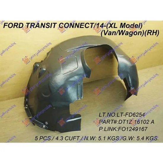 Carenaj fata FORD TRANSIT CONNECT 2014-> Carenaj aripa fata dreapta, Perioada 2013 2014 2015 2016 2017 2018 2019 2020 2021 2022