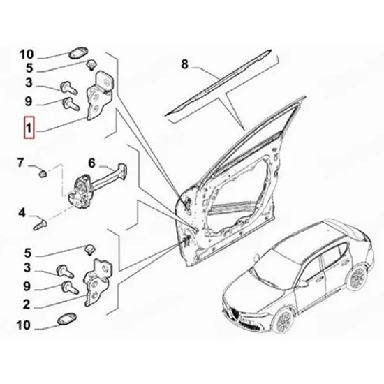 Balama Usa ALFA ROMEO TONALE 2022-> Balama usa fata superior (O) STANGA Perioada 2022 2023 2024 2025