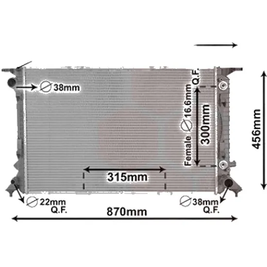 Radiator apa AUDI Q5 8RB 2008->2017 pentru 3.0 TDI quattro, perioada 2008 2009 2010 2011 2012 2013 2014 2015 2016 2017