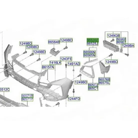 Suport Bara fata HYUNDAI TUCSON 2020-> Suport Bara fata superioara plastic (O) DREAPTA Perioada 2024 2025
