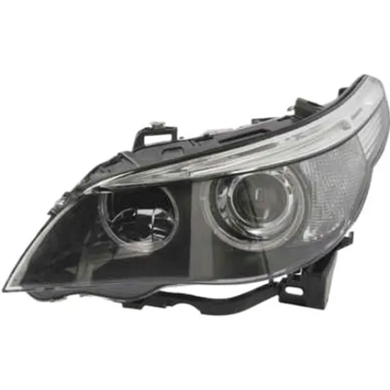 Far stanga BMW 5 E60 2001->2010 perioada 2003 2004 2005 2006 2007 2008 2009 2010 de la an de fabricatie 01/2005, pana la an de fabricatie 03/2007, cu motor reglaj, fara unitate de control Xenon, mufa dreptunghiulara, cu bec D1S/H7