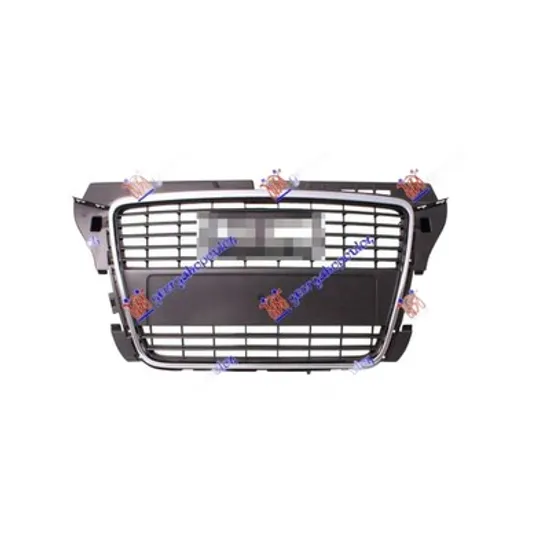 Grila Radiator AUDI A3 8P1 2003->2012 Grila radiator argintie/gri cu rama cromata, 2008->2013 Perioada 2008 2009 2010 2011 2012