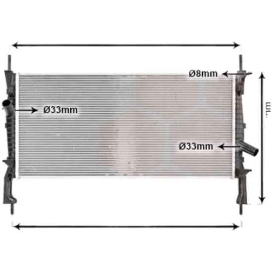 Radiator apa FORD TRANSIT 2005->2014 pentru 2.2 TDCi RWD, perioada 2011 2012 2013 2014