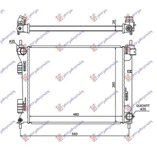 Radiator Motor HYUNDAI i20 2008->2015 Radiator apa 1.1-1.4 CRDi manuala diesel 480x380x2 2012->2015 Perioada 2012 2013 2014 2015