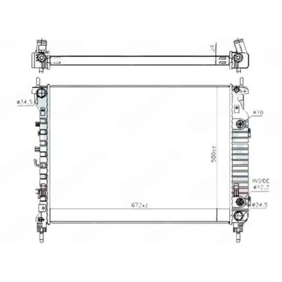 Radiator Motor CHEVROLET CAPTIVA C100 2006-> Radiator apa motor 2.2 TDCi automatic diesel (670x500x34) (KOYO) Perioada 2007 2008 2009 2010 2011 2012
