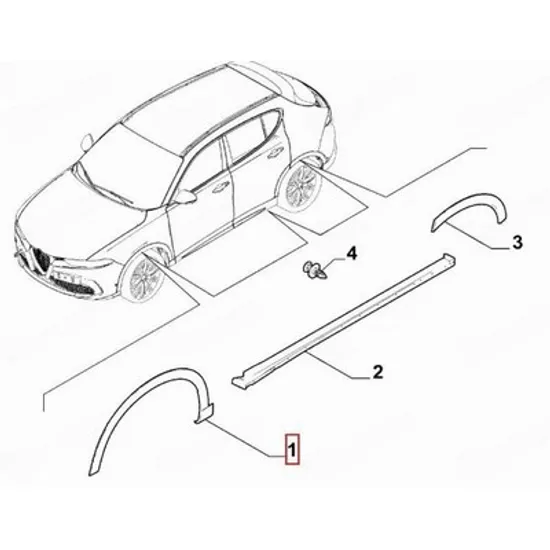 Bandou aripa fata ALFA ROMEO TONALE 2022-> Bandou overfender Aripa fata (O) DREAPTA Perioada 2022 2023 2024 2025