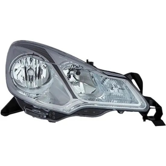 Far dreapta CITROEN C3 2 2009->2016 perioada 2010 2011 2012 2013 2014 2015 de la an de fabricatie 03/2013, cu motor reglaj, cromat/negru, semnal transparent, cu reglaj electric, cu bec H7/H1