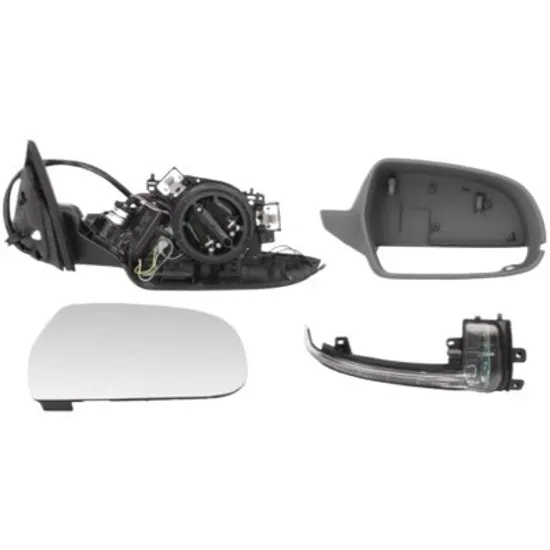 Oglinda exterioara dreapta AUDI A5 8T3 2007->2017, A5 Sportback 8TA 2009->2020 perioada 2011 2012 2013 2014 2015 2016 2017 , cu senzor banda, pentru vehicule cu sistem de asistenta rulare, cu semnal, numar pini 16, pentru 2 usi, cu incalzire, cu memorie, rabatare electrica, prevopsit grund,