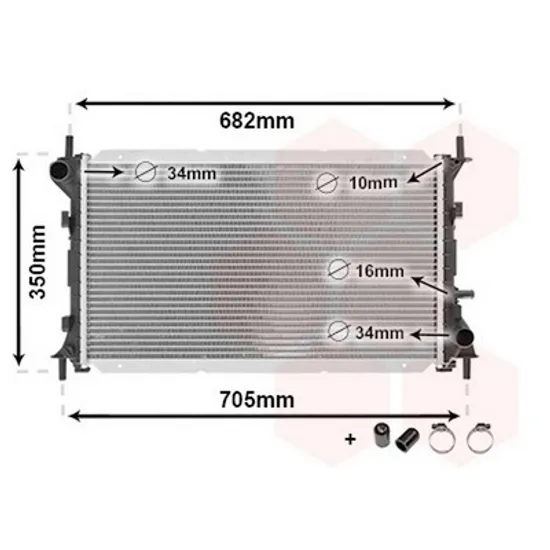 Radiator Motor FORD FOCUS 1 1998->2008 Radiator apa pentru 2,0 i - 16V - 1,8 TDCi cu/fara aer conditionat (60x3 Perioada 1998 1999 2000 2001 2002 2003 2004