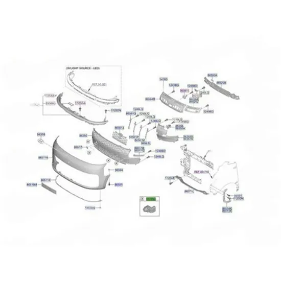 Grila Bara HYUNDAI STARIA 2025-> Grila bara fata (cu 4 gauri senzori parcare) (O) Perioada 2025
