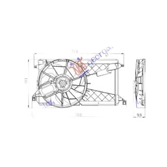 Ventilator Motor MAZDA 3 BK 2003->2009 Electroventilator complet.1,8-2,0i-16V Di TURBO, 2004->2009 Perioada 2004 2005 2006 2007 2008 2009