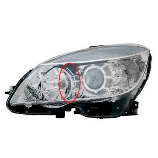 Far stanga MERCEDES C-CLASS W204 2007->2014 perioada 2011 2012 2013 2014 pana la an de fabricatie 06/2011, cu motor reglaj, semnal galben, cu reglaj electric, cu bec H7/H7