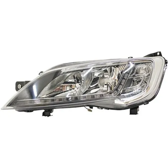 Far stanga PEUGEOT BOXER 2006-> perioada 2011 2012 2013 2014 2015 2016 de la an de fabricatie 05/2014, cu motor reglaj, cromat, semnal transparent, cu reglaj electric, fara modul LED pentru lumini zi, cu bec H7/H7, cu bec LED,